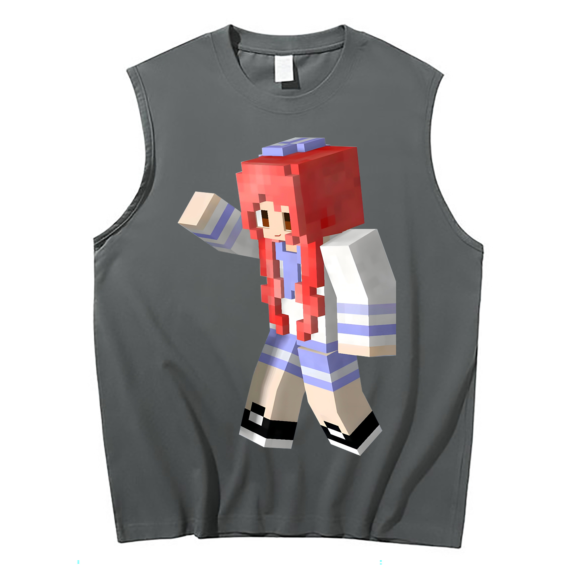 （画像用） マインクラフト ブロックの世界 Minecraft MC Block world コットン100％タンクトップ（フロントプリント）